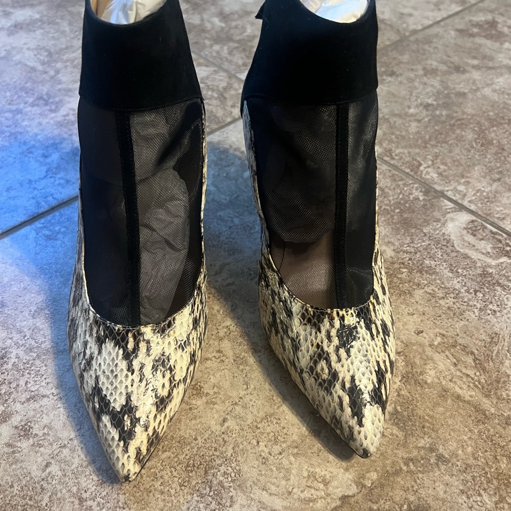 Bionda Castana Black Calf Suede w/Stone Elaphe Snakeskin Olga
